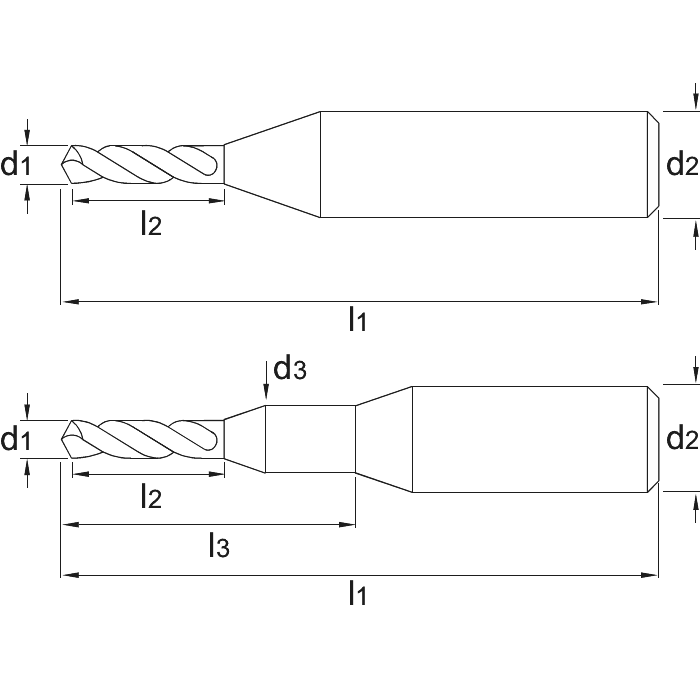  Micro-foret UNI Carbure monobloc 8xD