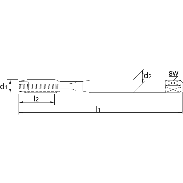  Taraud machine UNI HSS-E DIN 371 Métrique pour trous traversants M1