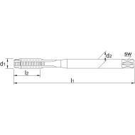  Taraud machine UNI HSS-E DIN 371 Métrique pour trous traversants M1