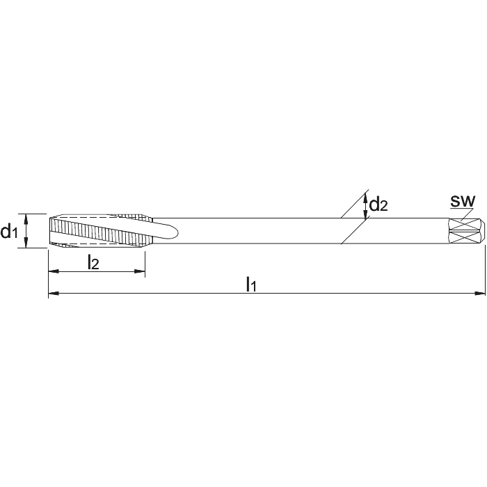  Taraud machine HSS-E DIN 376 Métrique pour les trous borgnes M6