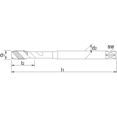  Taraud machine UNI HSS-E DIN 371 Métrique pour les trous borgnes