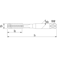  Taraud machine HSS ISO 529 UNC pour trous traversants Nr.10-24