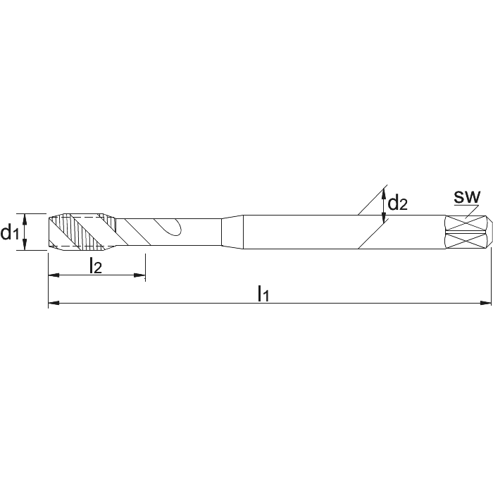  Taraud machine UNI HSS-E DIN 371 UNC pour les trous borgnes Nr.4-40