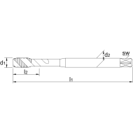  Taraud machine UNI HSS-E DIN 371 UNC pour les trous borgnes Nr.4-40