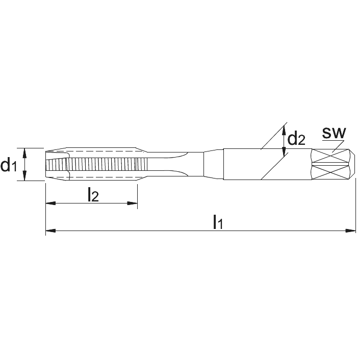  Taraud machine HSS ISO 529 UNF pour trous traversants Nr.10-32