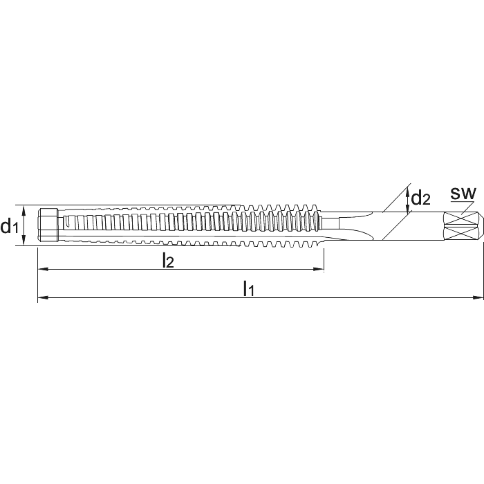  Taraud machine HSS-E Trapézoïdal pour trous traversants Tr12x3