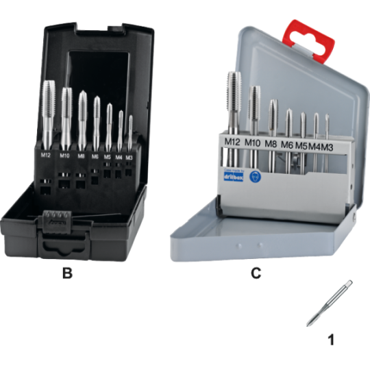 Jeu de tarauds machine UNI HSS-E DIN 371/6 22.200/22.201