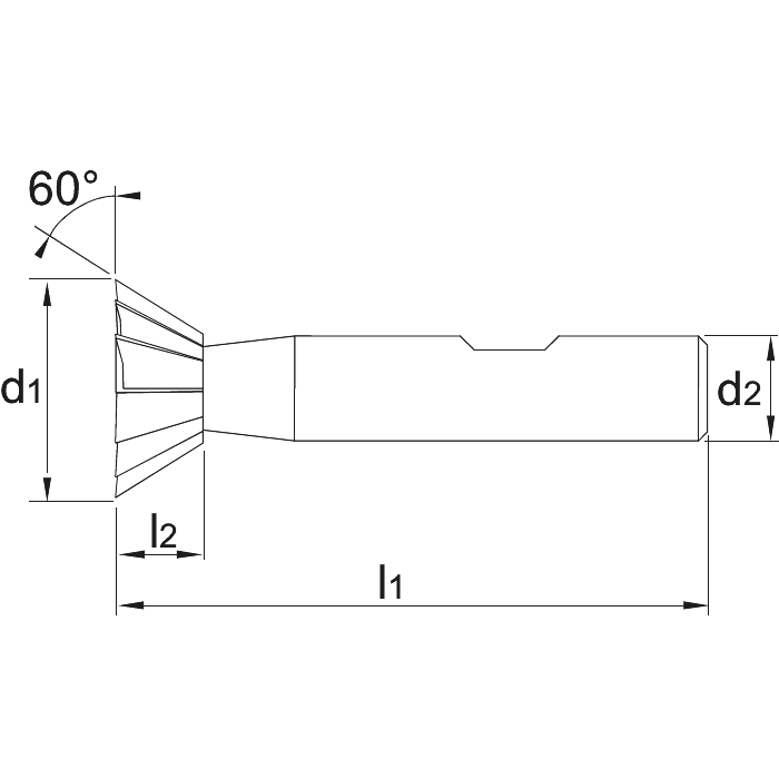  Fraise conique à cône renversé HSS-E DIN 1833-C 60°