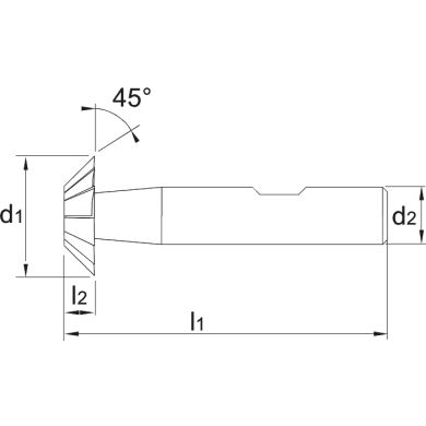  Fraise conique à cône direct HSS-E DIN 1833-D 45°