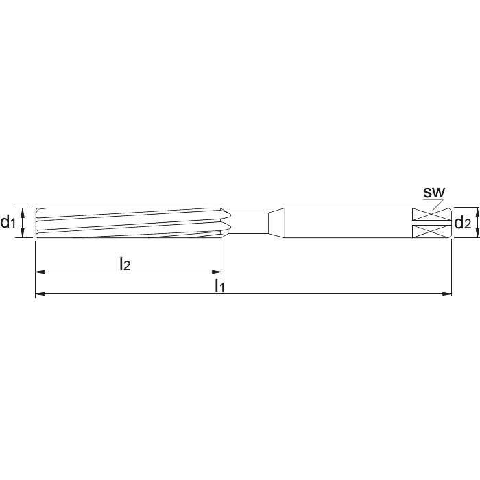  Alésoir à main HSS DIN 206-B H7 2 mm