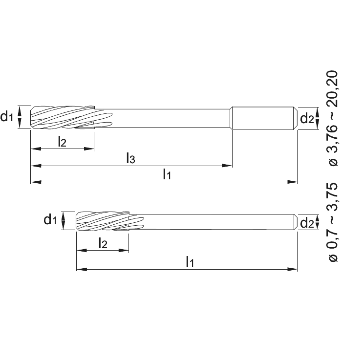  Alésoir machine HSS-E DIN 212 B 1 H7