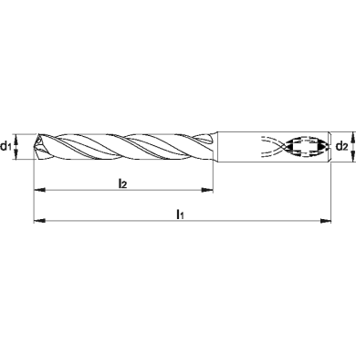 Foret ECO PRO Carbure monobloc DIN 6537-L 5xD à trou d'huile