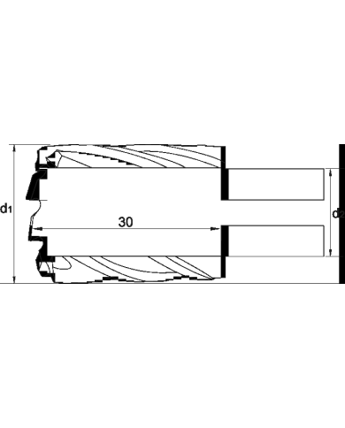 Fraise à carotter HSS-EX nitruré, profondeur de coupe 30 mm 12 mm